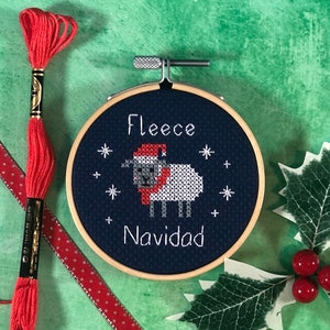 Fleece Navidad Cross Stitch Kit for beginners - Pun, Christmas Festive