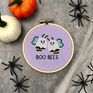 Boo Bees! Cross Stitch Kit - Pun Halloween Collection - Glow in the dark!