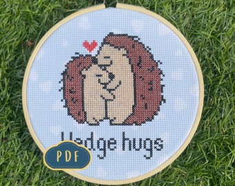 Hedgehugs PDF Cross Stitch Pattern - Digital Download