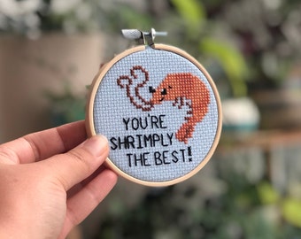 You're Shrimply the Best! Cross Stitch Kit - Pun, Motivational Collection