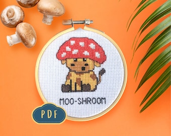 Moo-Shroom PDF Cross Stitch Pattern - Digital Download