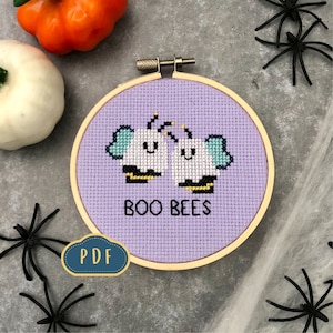 Boo Bees! PDF Cross Stitch Pattern - Digital Download - Halloween Collection