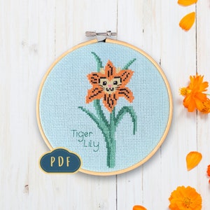 Tiger Lily PDF Cross Stitch Pattern - Digital Download