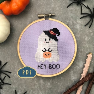 Hey Boo! PDF Cross Stitch Pattern - Digital Download