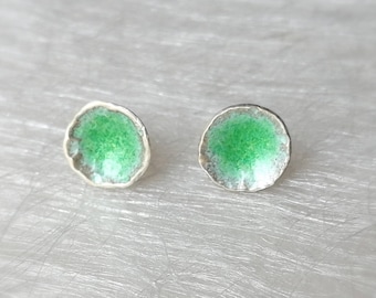 enamel stud earrings, silver stud earrings, enamel stud earrings