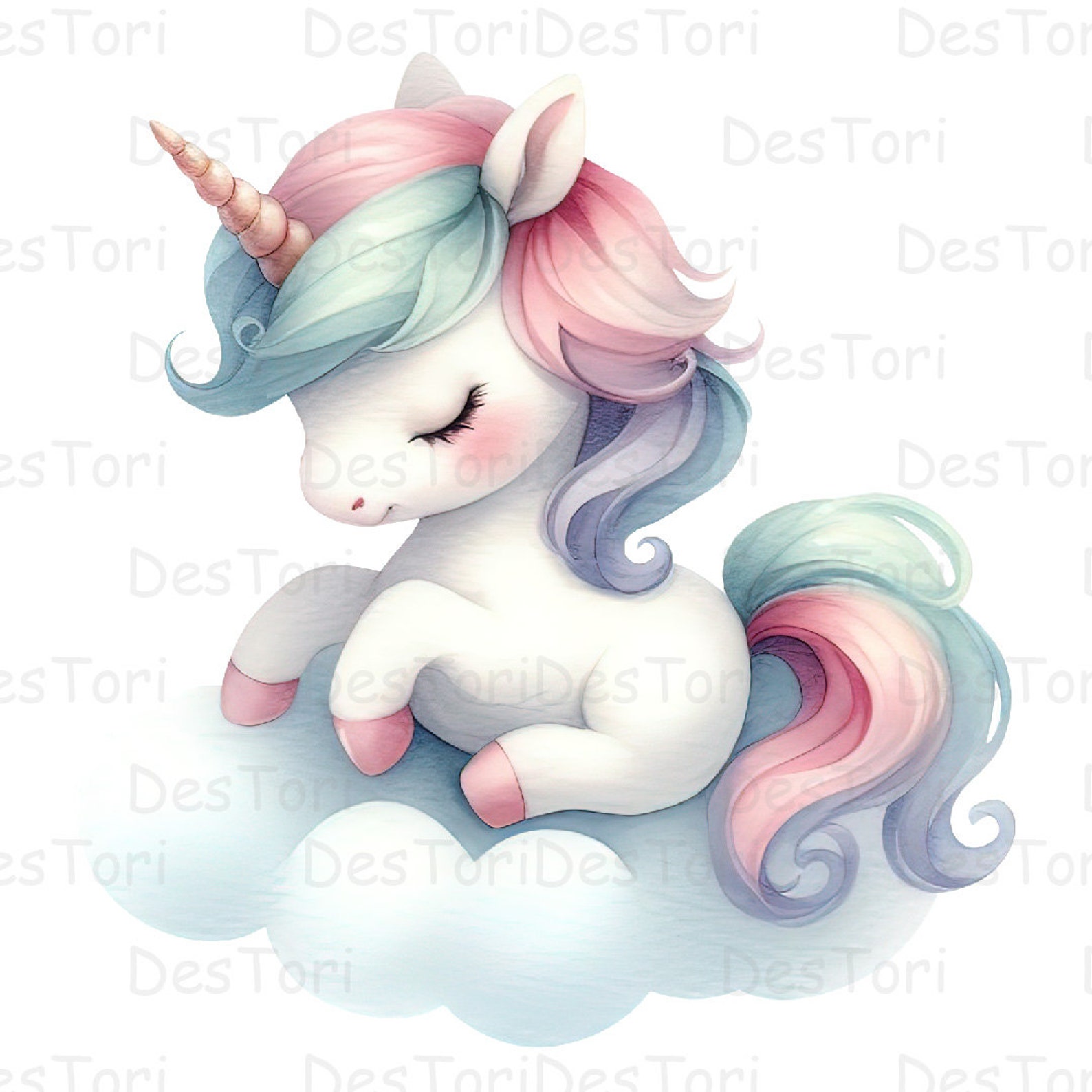 Enchanting Watercolor Unicorn Clipart Bundle for Commercial Use. Ideal ...