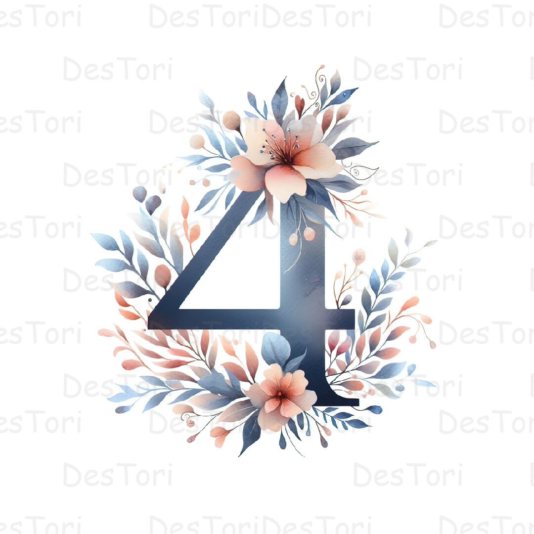 Gentle Floral Digits Watercolor| JPEG Digital Download | Soft Numbers ...