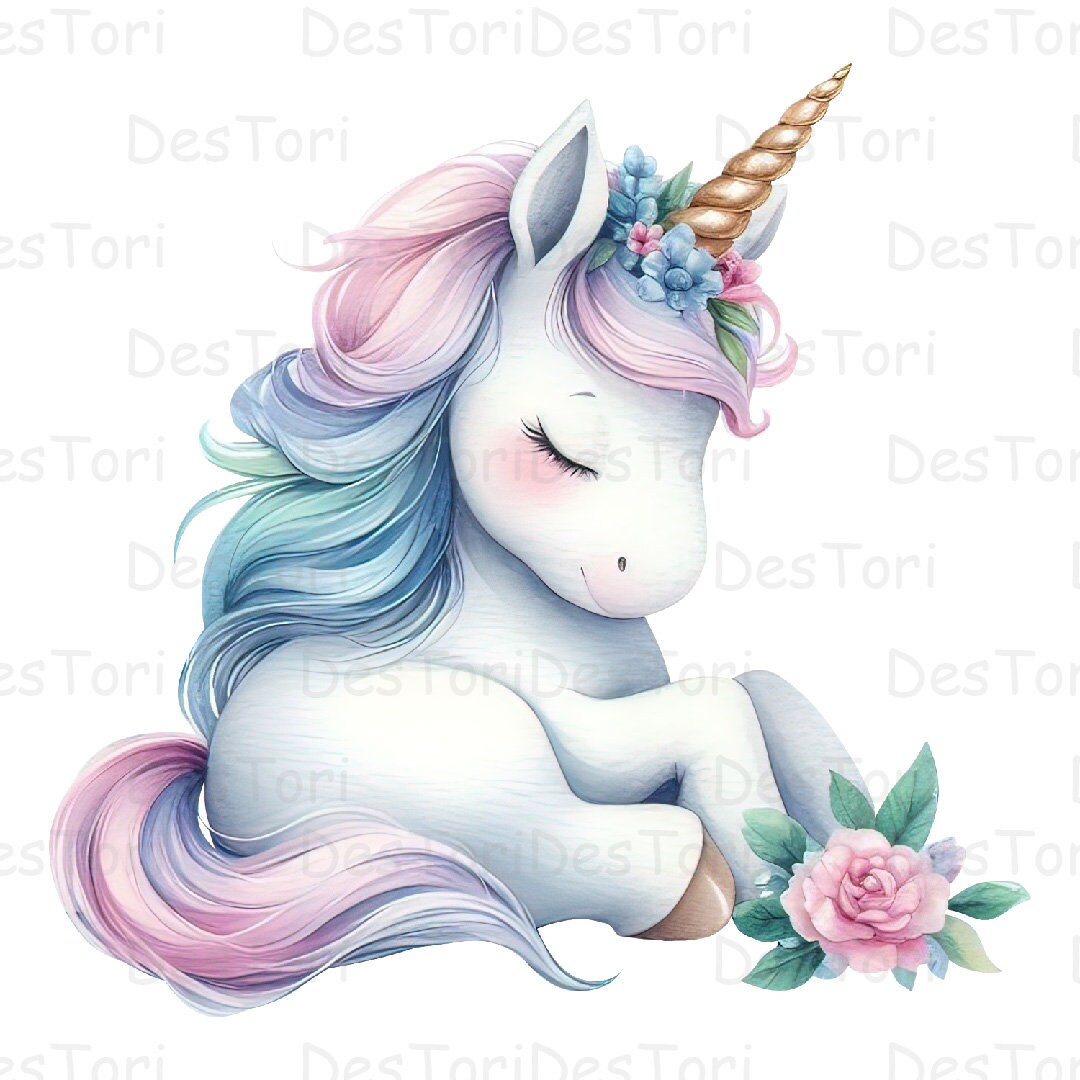 Enchanting Watercolor Unicorn Clipart Bundle for Commercial Use. Ideal ...