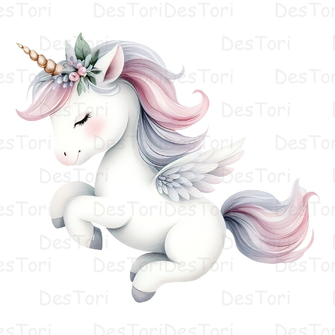 Enchanting Watercolor Unicorn Clipart Bundle for Commercial Use. Ideal ...