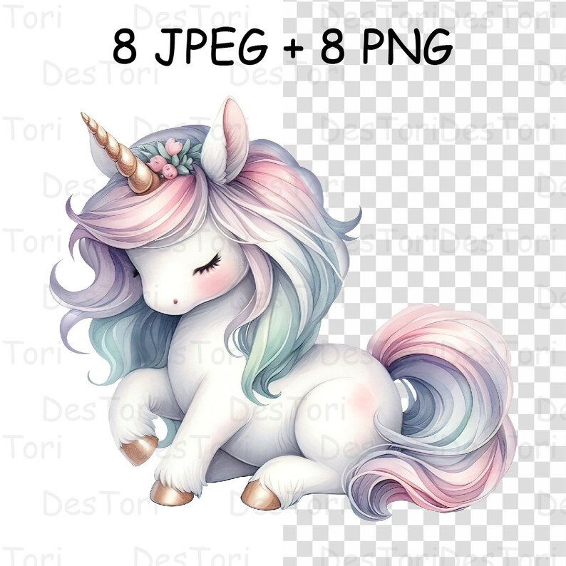 Enchanting Watercolor Unicorn Clipart Bundle for Commercial Use. Ideal ...