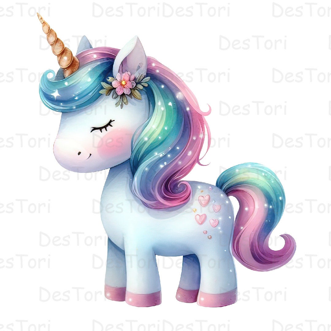 Enchanting Watercolor Unicorn Clipart Bundle for Commercial Use. Ideal ...