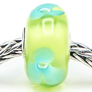 TROLLBEADS Turquoise Flower Glass Bead Sterling Silver Core Charm