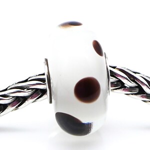 TROLLBEADS Black Spot Glass Bead Sterling Silver Core Charm