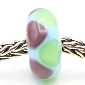 TROLLBEADS Green Purple Triangles Glass Bead Sterling Silver Core Charm