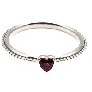 PANDORA One Love Sterling Silver Stackable Heart Ring With Red Synthetic Ruby Size 9