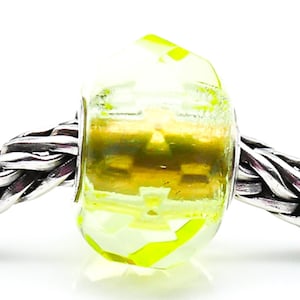 TROLLBEADS Green Prism Glass Bead Sterling Silver Core Charm