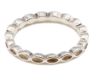 PANDORA Faith Sterling Silver Stackable Twist Ring With White Enamel 190884EN23 - Retired Size 9