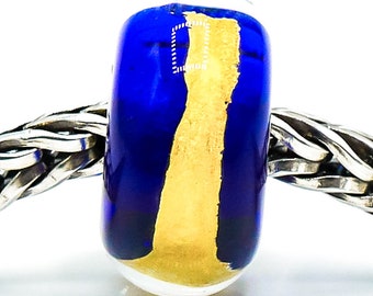 TROLLBEADS-keelchakrakraal sterlingzilveren bedel met 22 kt goud