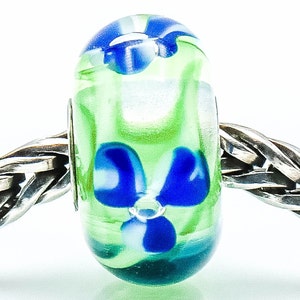 TROLLBEADS RARE Blue Flower Bead Sterling Silver Charm