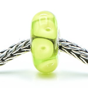 TROLLBEADS Lime Glass Bead Sterling Silver Core Charm