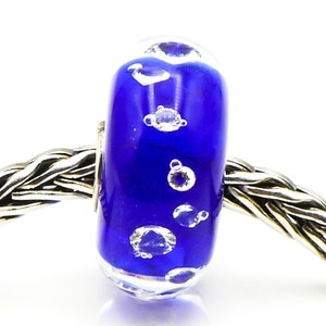 TROLLBEADS The Diamond Bead Blue Glass Sterling Silver Core Charm