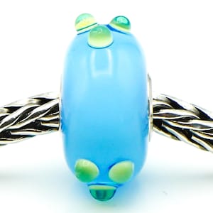 TROLLBEADS Turquoise Green Spring Bud Glass Bead Sterling Silver Core Charm
