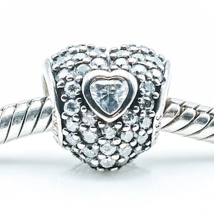 PANDORA In My Heart Sterling Silver Charm With Clear Zirconia