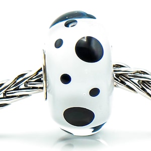 TROLLBEADS Black Spot Glass Bead Sterling Silver Core Charm