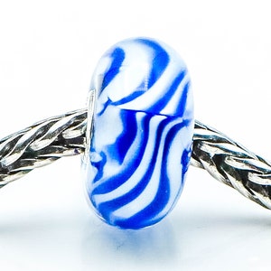 TROLLBEADS Arctic Stripes Glass Bead Sterling Silver Core Charm
