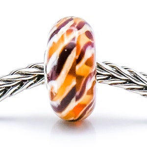 TROLLBEADS Clear Brown Braid Glass Bead Sterling Silver Core Charm