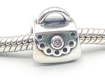 PANDORA Geldbörse Sterling Silber Charm mit Pink CZ