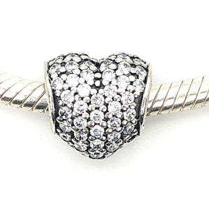 PANDORA Clip Pave Open My Heart Sterling Silver Charm NEW - Etsy 