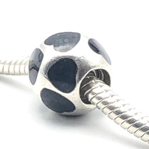 PANDORA Black Enamel Hearts Sterling Silver Charm