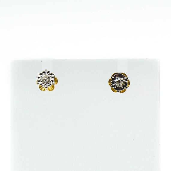 12k Yellow Gold Diamond Stud Earrings - image 3