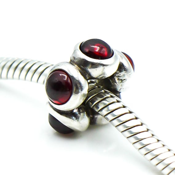 PANDORA Garnet Cabochon Sterling Silver Spacer Charm Etsy UK