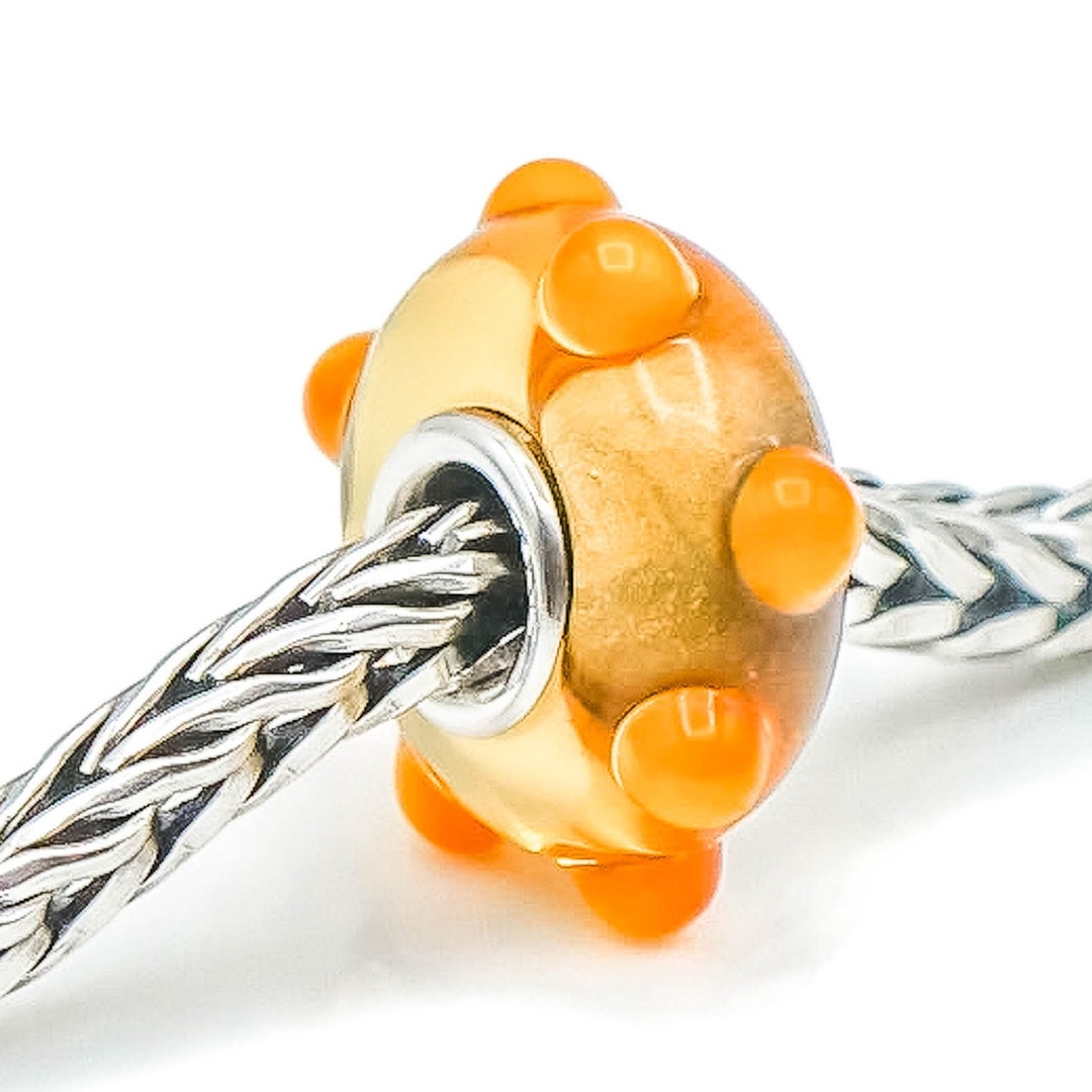 TROLLBEADS Golden Bud Glass Bead Sterling Silver Core Charm Etsy