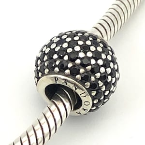 PANDORA Pave Lights S925 ALE Cuenta de plata esterlina con nano cristal negro