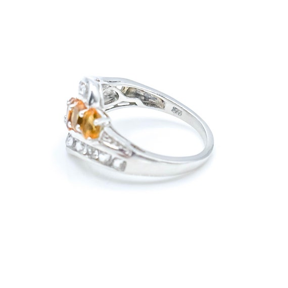 Sterling Silver Citrine & White Topaz Three Row R… - image 4