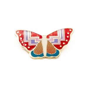 Vintage 1980&#39;s Laurel Burch Gold Plated Cloisonne &quot;Papillon&quot; Butterfly Brooch