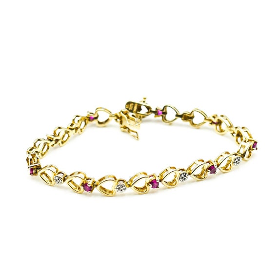 Ross Simmons Synthetic Rubies and Diamonds Heart … - image 1