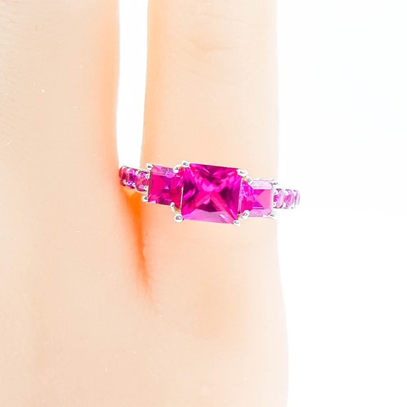 Sterling Silver Ruby and Pink Sapphire Ring Size 5 - image 2