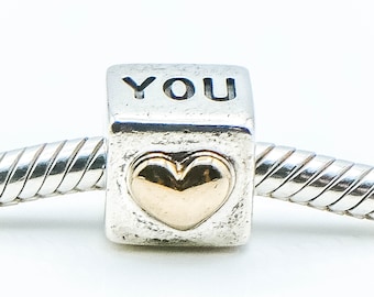 Pandora I LOVE You Sterling Silver With 14k Gold Heart Charm