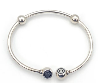 CHAMILIA Solid Sterling Silver Bangle Bracelet With Adjustable Stoppers And Removable Ends