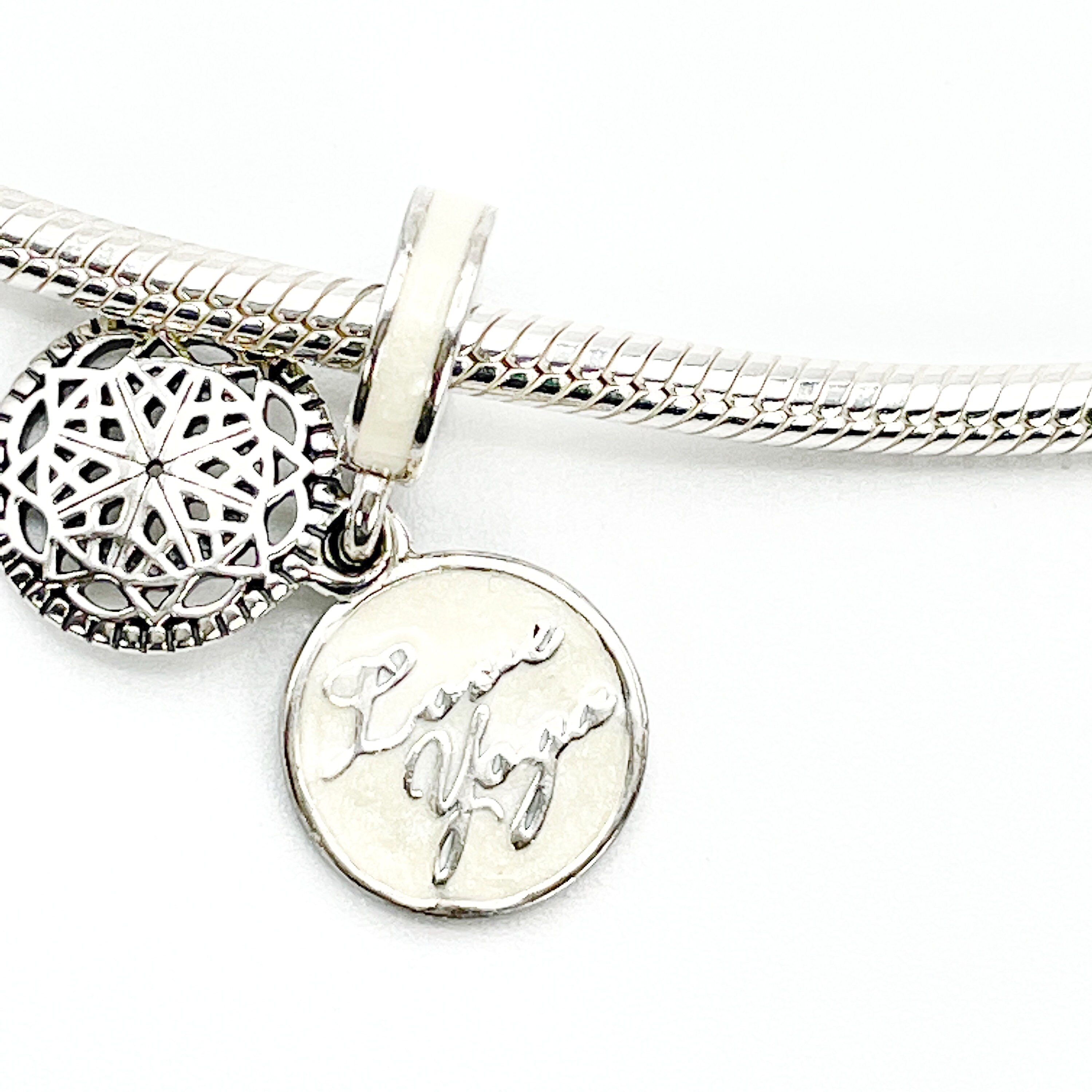 PANDORA Love Yoga Sterling Silver Dangle Charm With White Etsy