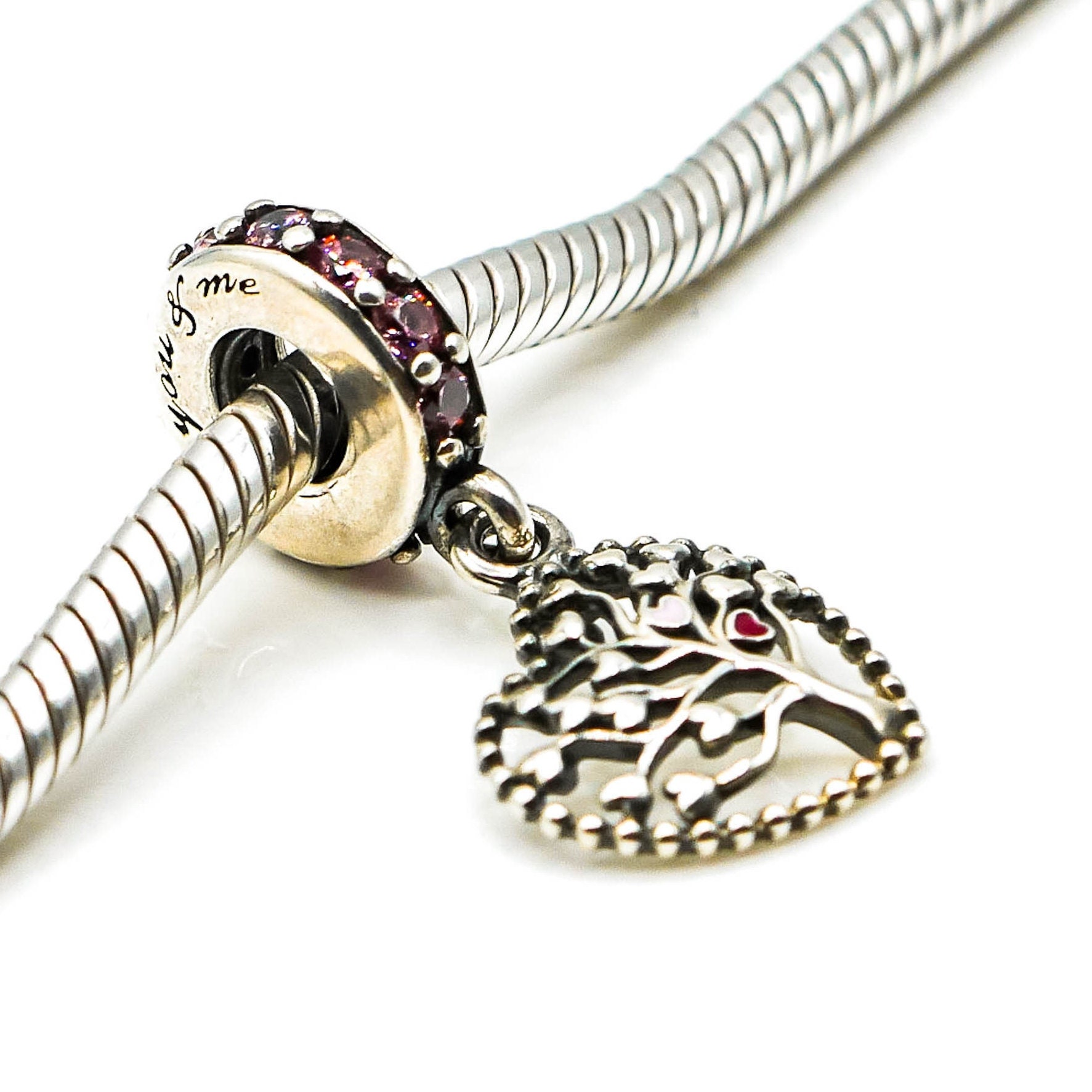 PANDORA Tree of Love Silver Charm With Red CZ - Etsy