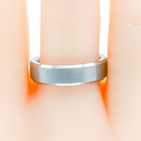 Tungsten Flat Polished Men's Wedding Band Ring Si… - image 2
