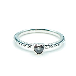 PANDORA One Love Sterling Silver Stackable Heart Ring With Pink Synthetic Sapphire