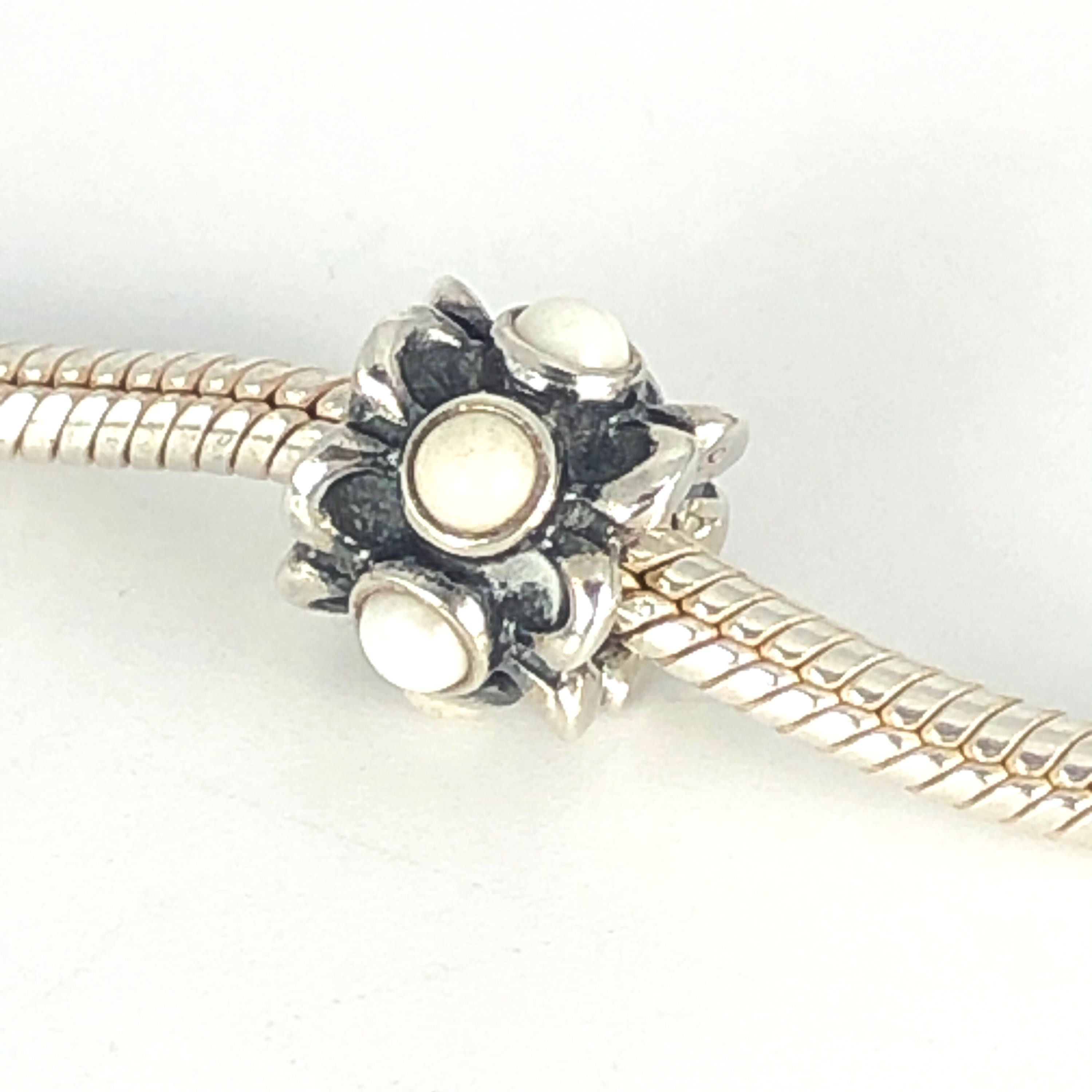 PANDORA Me Not Sterling Silver Charm Bead With White Etsy PANDORA Me Not Sterling Silver Charm Bead With White Etsy