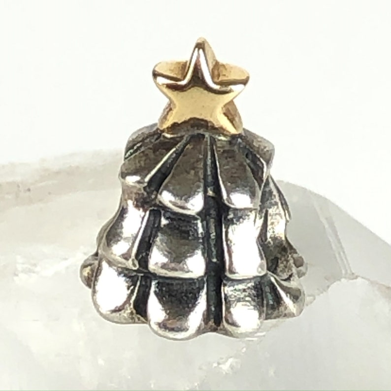 PANDORA Christmas Tree Sterling Silver Charm With 14k Gold Etsy UK