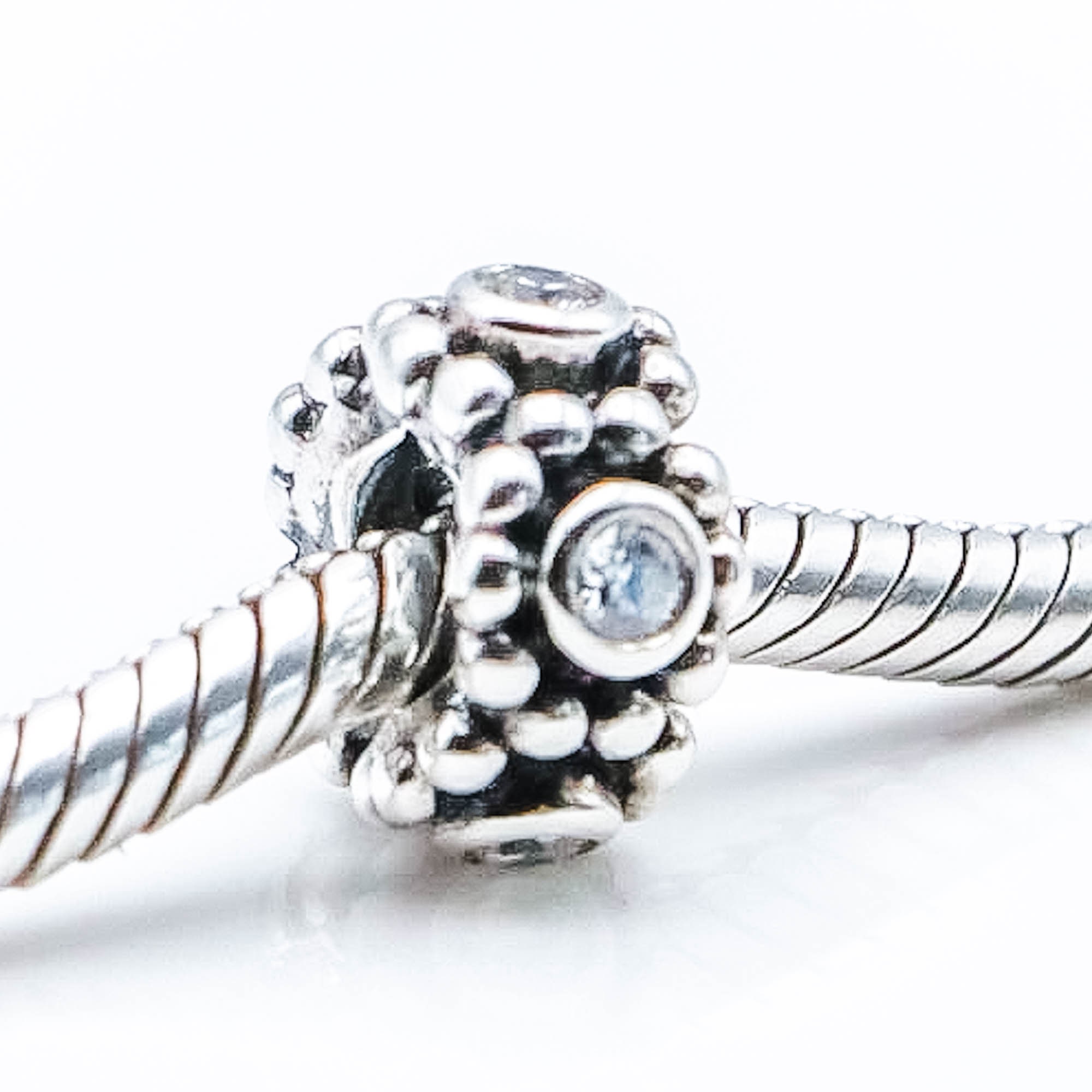 Charm distanziatore in argento Sterling 925 per braccialetti Pandora, Smalto Cristallo Argento sterling